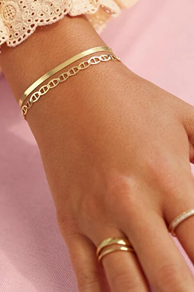 New Obsessions Stainless Steel Thin Snake Snake Bracelet with Italian Chain