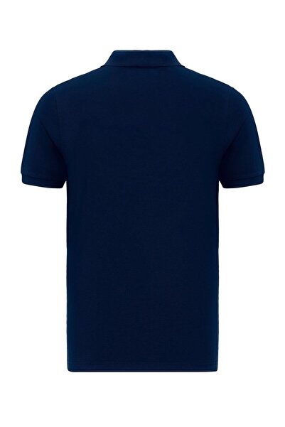 MFY Fashion 100% Cotton Pique Soft Texture Breathable Fabric Non-Curling Collar Polo Neck T-Shirt Indigo