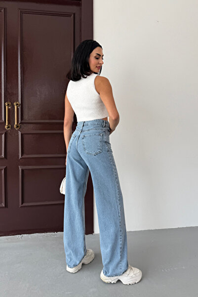 Ortaya Çık Pantaloni din denim cu talie înaltă Blue Heart