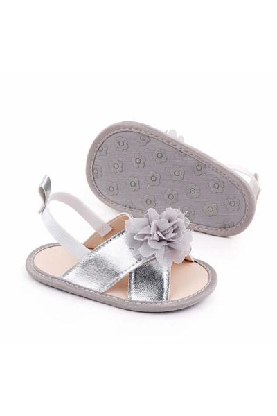 Superbaby Sandalute argintii cu floricica