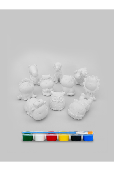 aktivite zamanı 10'lu Tombiş Kediler ve 3D Hayvanlar Alçı Boyama Seti