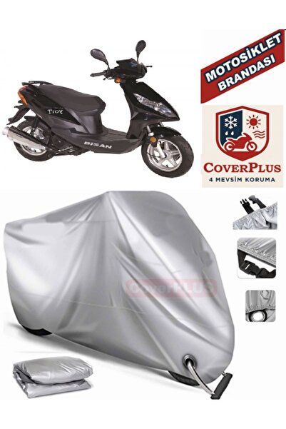 MotoEN Gray Lock Compatible Motor Tarpaulin Bisan Troy 100 Motorcycle Tarpaul...