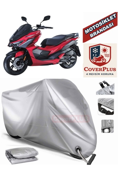 MotoEN Gray Lock Compatible Motor Tarpaulin Sym Jet X 125 Motorcycle Tarpauli...