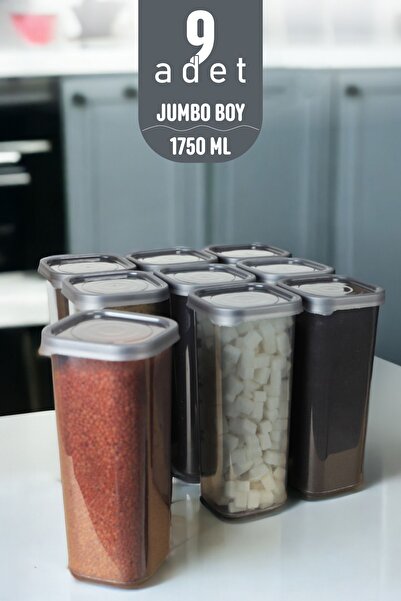 İronika Covered Food and Pulses Storage Container Square Storage Box Set 9 Pieces 1750 ml