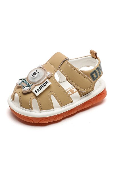 Pure Boutique Кремави сандали с пискунки и LED плюшено мече