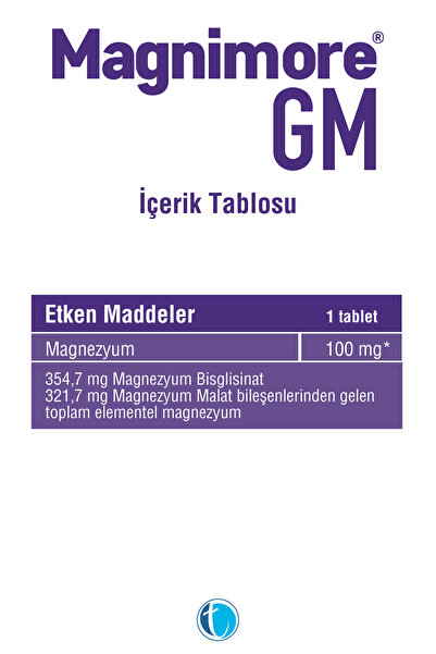 Tab İlaç Magnimore GM 60 Tablet - Magnezyum Glisinat Magnezyum Malat