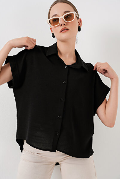 Bigdart Women's Oversize Short Sleeve Shirt 20322 - Black