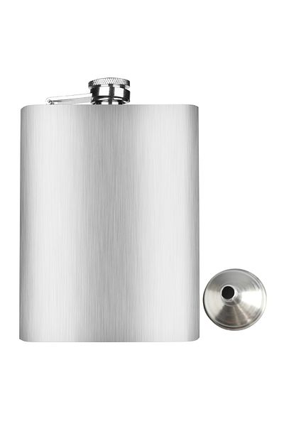 PERLOTUS 8 oz 235 Cc Pocket Type Screw Cap Steel Whiskey Flask with Funnel Christmas Gift