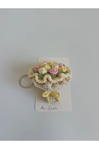 acc swen سلسلة مفاتيح صغيرة على شكل زهرة محبوكة (قطعة واحدة)