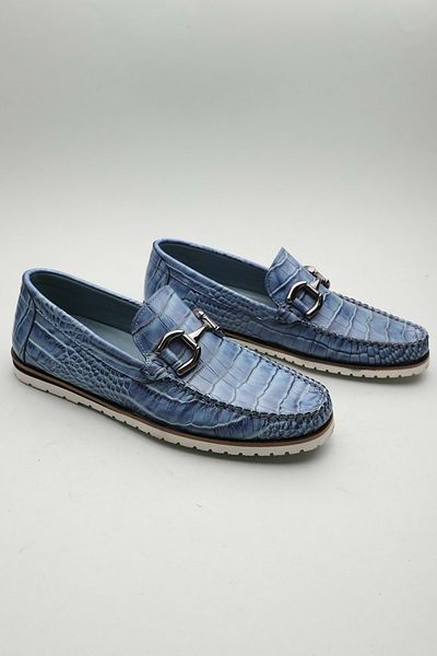 Gondol Loafer clasic pentru bărbați din piele naturală Blue Croco 42 ttx. 601167