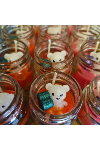 shop Mini Kavonozda Ayıcık ve Kalpli Mum 5 adet Sünnet,Baby Shower,Doğum Günü