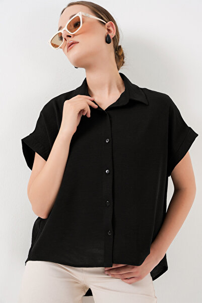 Bigdart Women's Oversize Short Sleeve Shirt 20322 - Black
