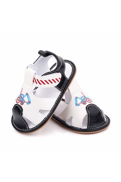 Superbaby Sandalute alb cu negru pentru baietei - Masinuta