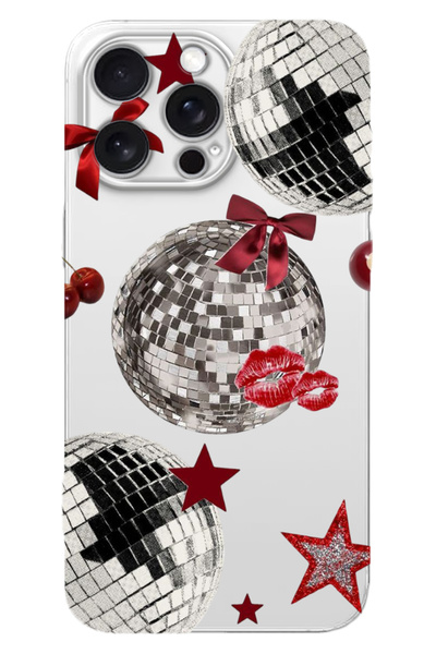 WANNA PROTECT iPhone 16 Pro Max Disko Fiyonk Desenli Silikon Şeffaf Telefon K...