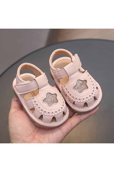 Superbaby Sandalute roz cu piuitoare si steluta stralucitoare
