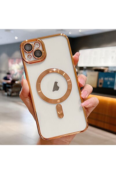 PSGT Apple Iphone 14 plus ) Kılıf Magsafe Kamera Lensli Korumalı Şeffaf Silik...