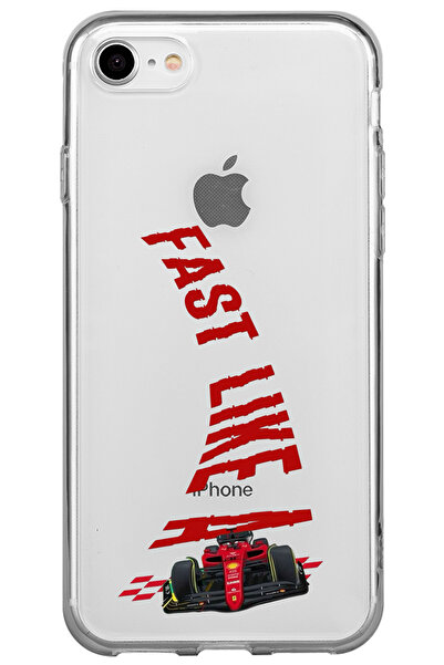 WANNA PROTECT iPhone 16e Fast Like Desenli Desenli Şeffaf Silikon Telefon Kılıfı