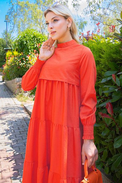 hafsamina Layered Dress Orange Hm2172