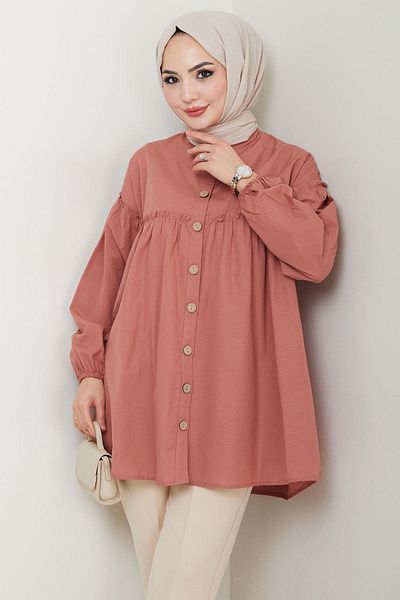hafsamina Τουνίκ με κορδόνι Dusty Rose HM2411