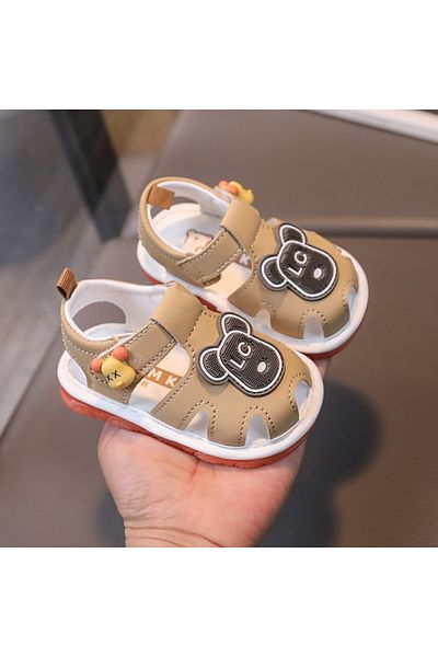 Superbaby Sandalute crem cu piuitoare - Ursulet LC