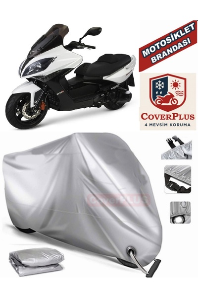 MotoEN Gray Lock Compatible Motor Tarpaulin Kymco Xciting 500 Motorcycle Tarp...