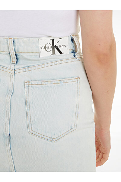 Calvin Klein Calvin Klein Women Light Blue Tencel Front Split Denim Max Skirt