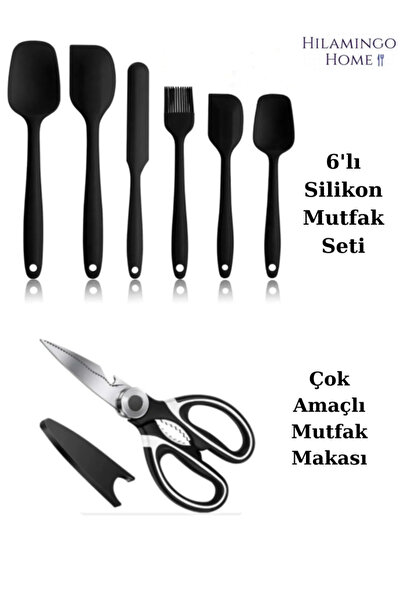 Hilamingo Home 7-Piece Kitchen Utensil Set; 6-Piece Silicone Serving Set + Mu...