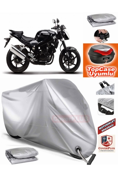 MotoEN Gray Lock Compatible Hyosung Gt 250 P Tarpaulin Topcase Rear Bag Compa...