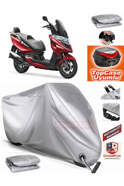 MotoEN Gray Lock Compatible Kymco Grand Dink 250I Tarpaulin Topcase Rear Bag ...