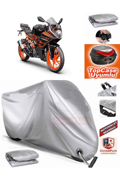 MotoEN Gray Lock Compatible Ktm 250 Rc Abs Tarpaulin Topcase Rear Bag Compati...