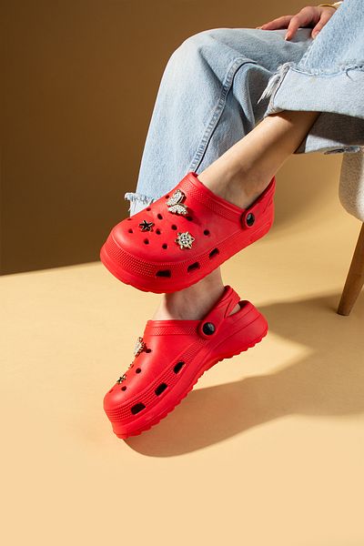 Pembe Potin Women's Red Eva Deniz Beach Loadset Sole Nurse Hospital Confort Comfortable Sandals Slippers