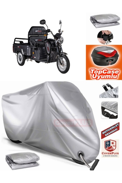 MotoEN قفل رمادي متوافق مع Stmax GF 200 قماش القنب Topcase الخلفي حقيبة متواف...