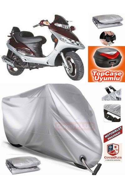 MotoEN Gray Lock Compatible Mondial 150 Re Tarpaulin Topcase Rear Bag Compati...
