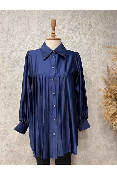 Eylül 25Y1880 GÖMLEK SATEN ETEĞİ PİLİSELİ DÜĞMELERİ TAŞLI LACI