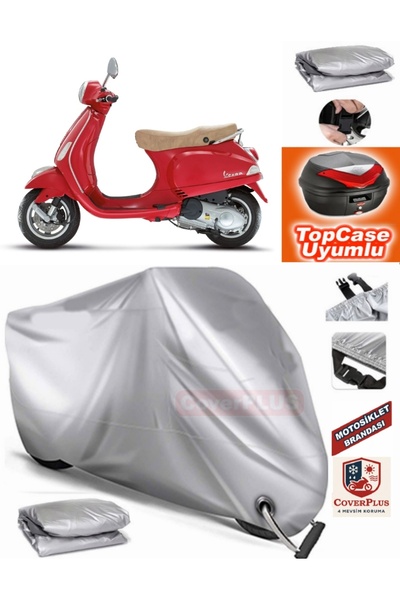 MotoEN Gray Lock Compatible Vespa Lx 125 Tarpaulin Topcase Rear Bag Compatibl...