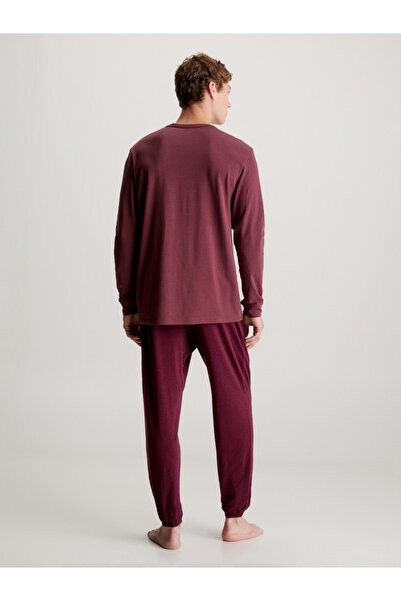 Calvin Klein Men Burgundy Long Sleeve Tee & Jogger Set