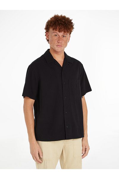 Calvin Klein Men Black Textured Cotton Shirt