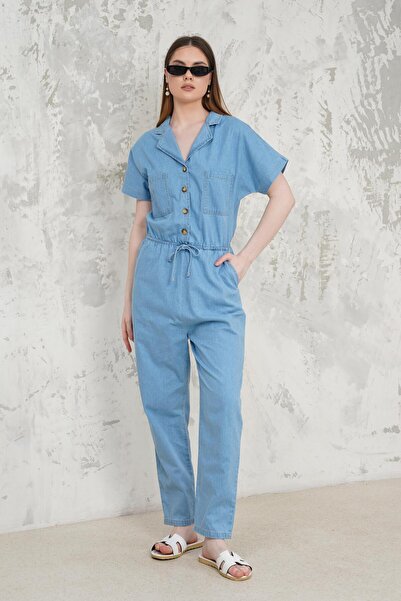 Livanomi BELİ AYARLANABİLİR DENİM TULUM