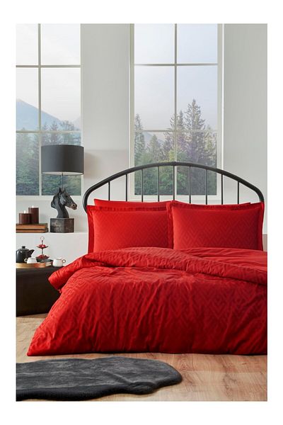 Özdilek Geometric Double Jacquard Satin Duvet Cover Set