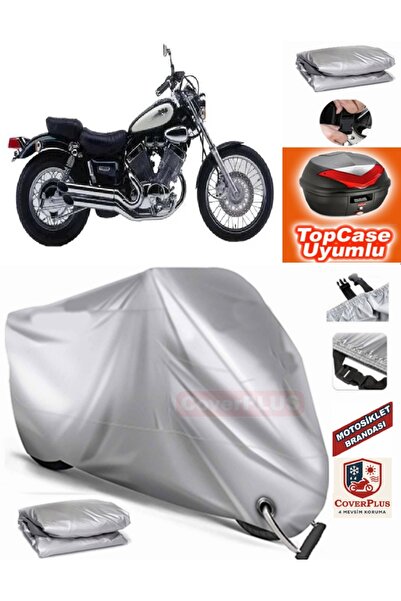 MotoEN Gray Lock Compatible Yamaha Virago Xv 535 Tarpaulin Topcase Rear Bag C...