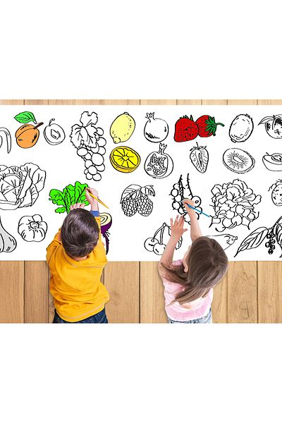 woodhomeworks Vegetables Themed Giant Coloring Paper 2.5 Meter Roll Coloring Paper - Children's Educational Painting