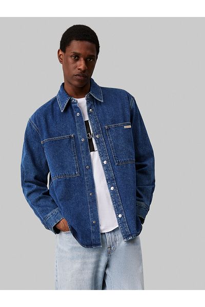 Calvin Klein Calvin Klein Men Blue Regular Linear Denim Shirt