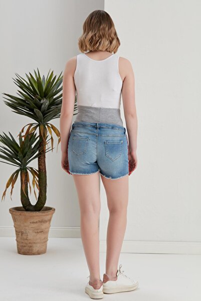 LİYACA Belt Band Belt Adjustable Slim Maternity Jeans Shorts