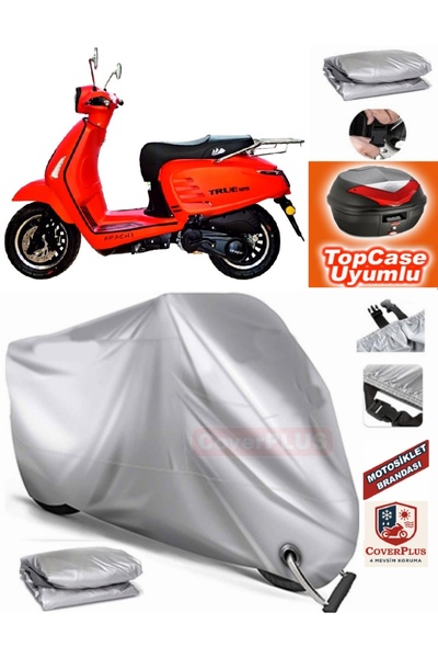 MotoEN قفل رمادي متوافق مع Apachi True 125 قماش القنب Topcase الخلفي حقيبة مت...