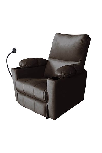 Lazy Vibes Sun Plus | Velvet Classic Cinematic Recliner Chair with Phone & Cups Holder - Dark Brown