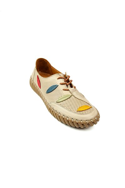 Moda Arena Babalı 671 Moda Arena Beige Leather Women's Casual Shoes