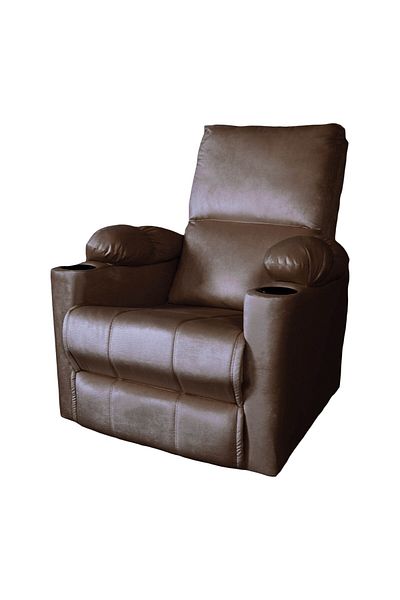 Lazy Vibes Sun | Velvet Rocking & Rotating Cinematic Recliner Chair with Cups Holder - Dark Brown