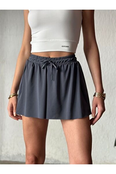 Zeliza Moda Evi Bol Kesim Beli Latikli İçi Taytlı Spor Kadın Şort Etek.Tenis Etek