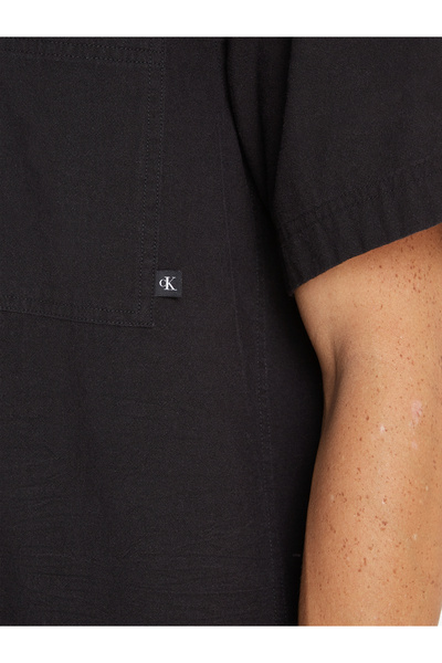 Calvin Klein Men Black Textured Cotton Shirt