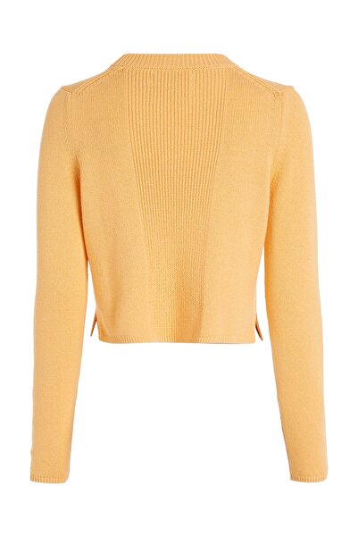Calvin Klein Women Crushed Orange Loose Knitted Pullovers Sweater
